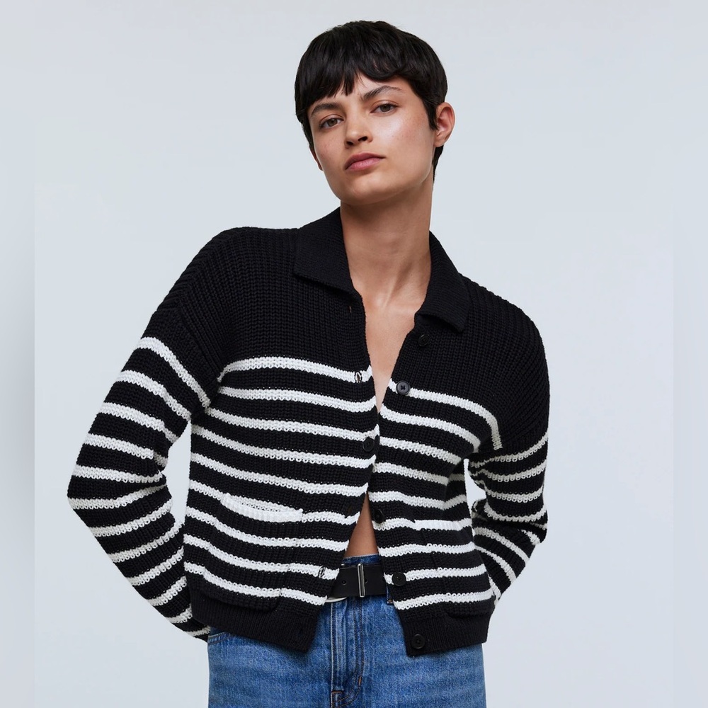 Madewell ribbed polo cardigan sweater